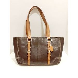 Vintage Coach Chelsea Pebbled Leather Tote Shoulder Handbag Purse Brown F12339